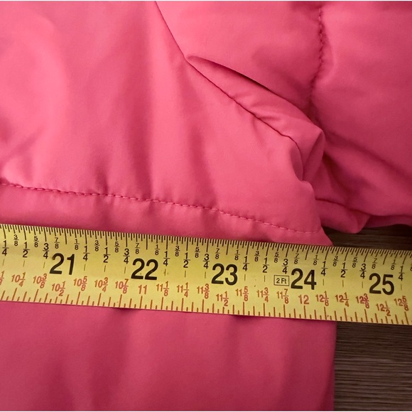 Urban Outfitters Pink Orange Duckie Faux Shearling Collar Puffer Jacket XS - Picture 6 of 7